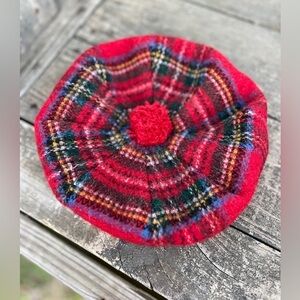 Vintage Meigle 100% Wool Tweed Tartan Plaid Preppy Made in Scotland Beret Hat